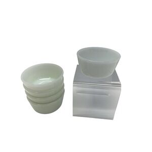 Set of 5 Vintage Fire-King 434 Custard Cups 6 oz White Milk Glass Small Bowl